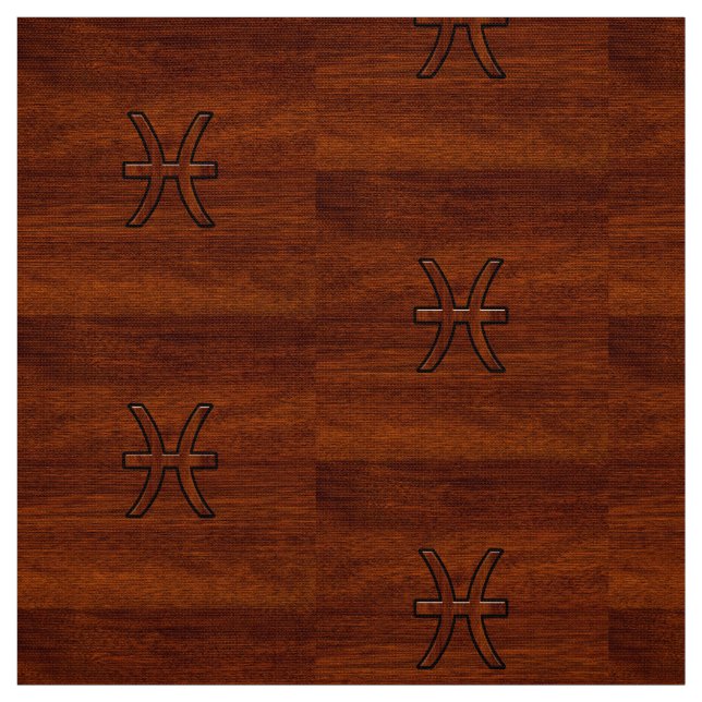 Tela Símbolo zodiaco Pisces estilo madera de caoba marr (Retal)