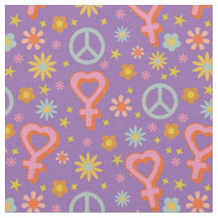 Tela Símbolos de Cute Floral Retro Venus y Corazón