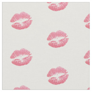 Tela simple de impresión de labios rosados rojos p