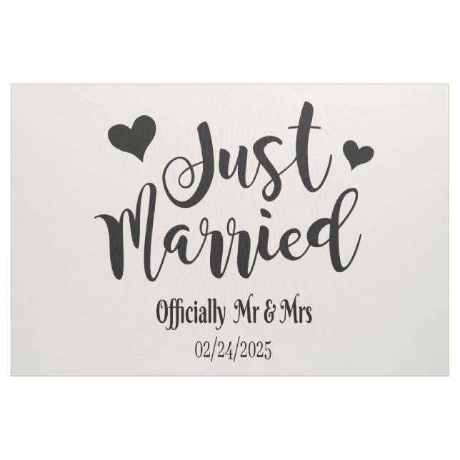 Tela Simple letrero de coche Just Married negro/blanco (Yarda)