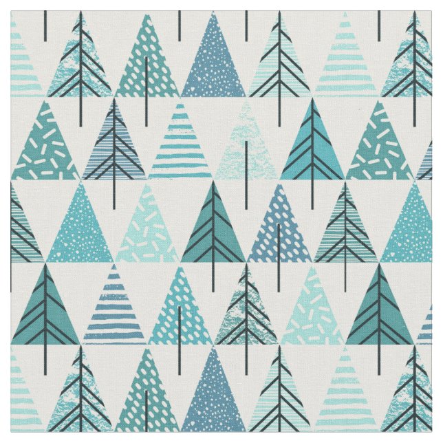 Tela Singular Resumen de Árboles de Navidad Azules (De cerca)