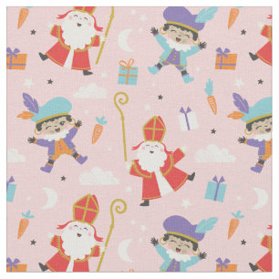 Tela Sinterklaas y patrón de tubo en rosa