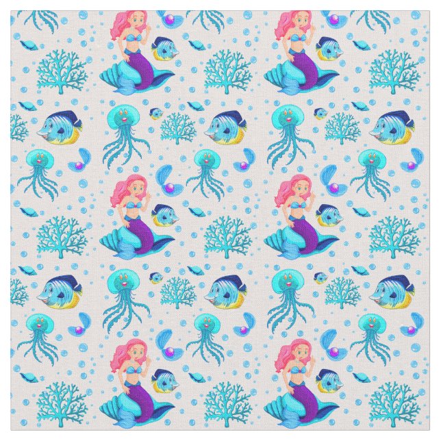 Tela Sirena de Aqua rosa para peces submarinos con conc (De cerca)