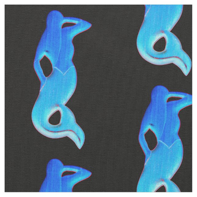 Tela sirenas azules en negro (De cerca)