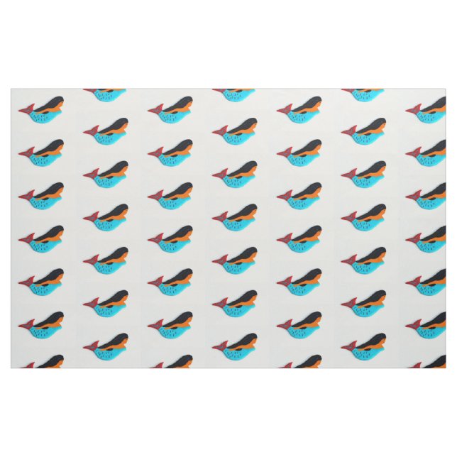 Tela sirenas azules pequeñas en blanco ("Cuarto gordo" (fat quarter))