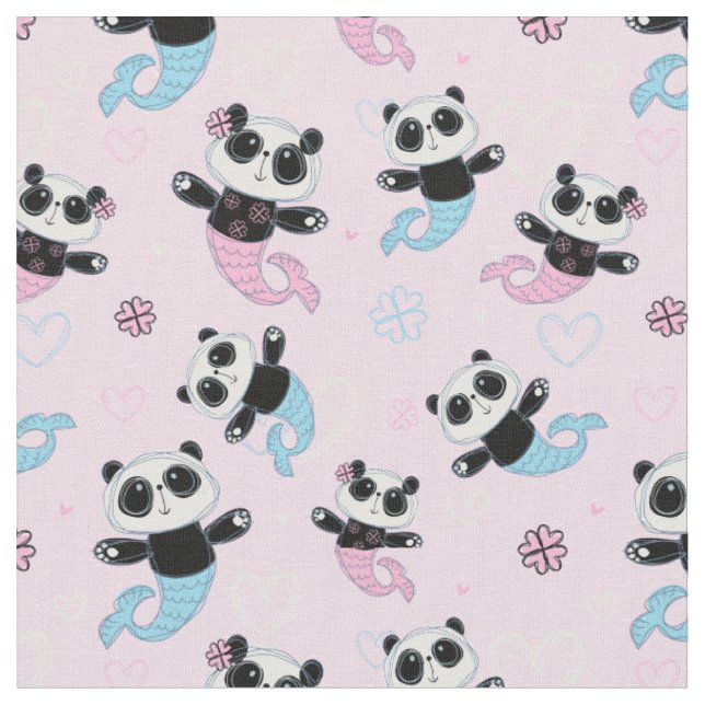 Tela Sirenas De Oso De Panda Rosa (De cerca)