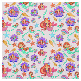 Tela Sirenas y conchas