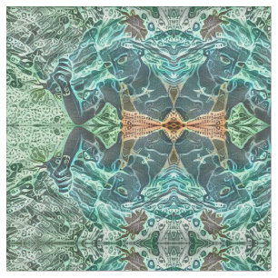 Tela Sirenita de arte Verde azulado marrón marrón mar