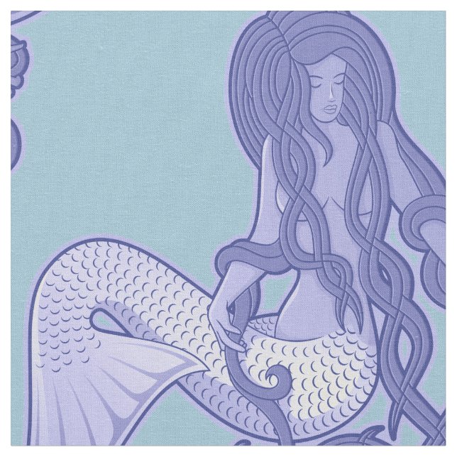 Tela Sitting Mermaid Blue (De cerca)