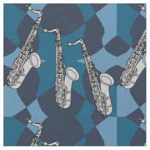Tela Sketchy Saxophone Pattern Blues