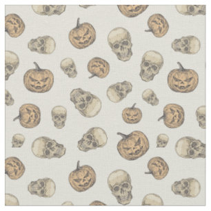 Tela Skulls y calabazas Patrón Halloween