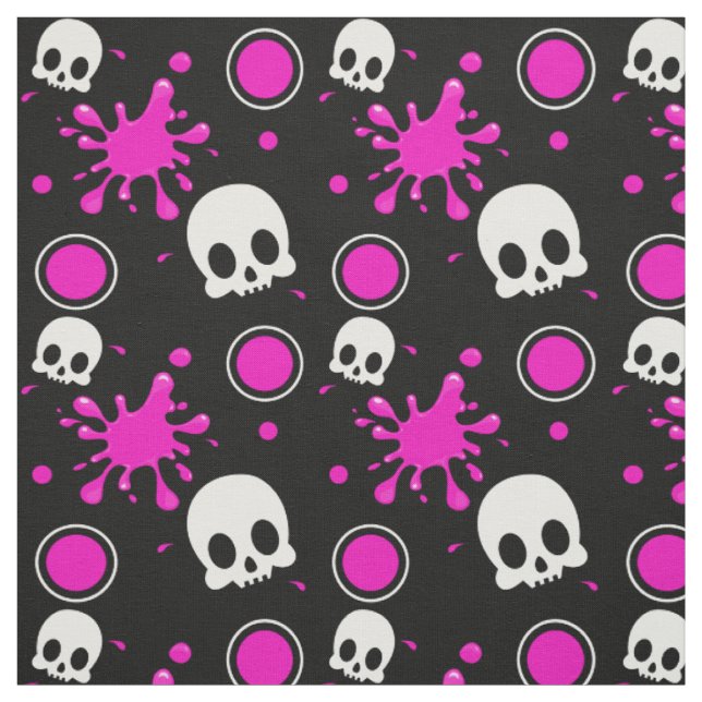 Tela Skully (rosas fuertes) (Retal)