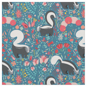 Tela Skunks y flores