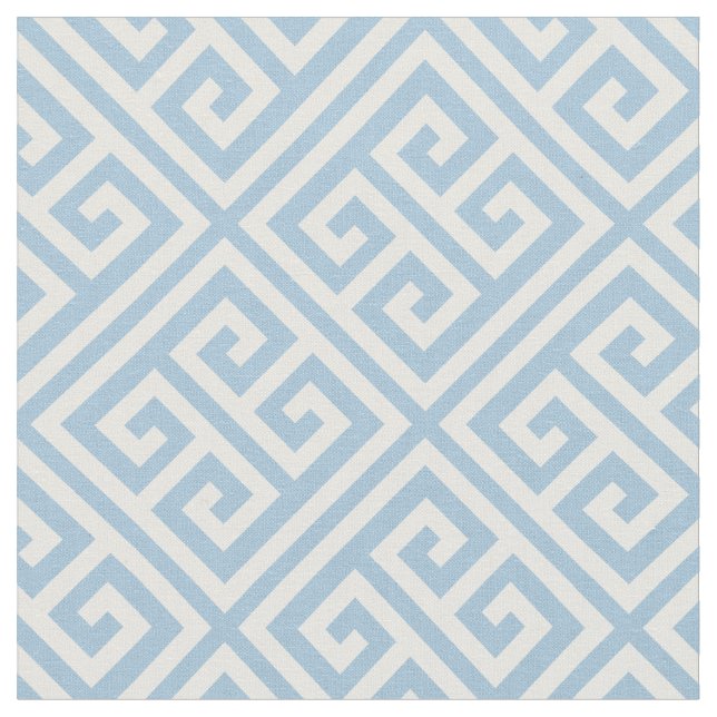 Tela Sky Blue Greek Key Pattern (De cerca)