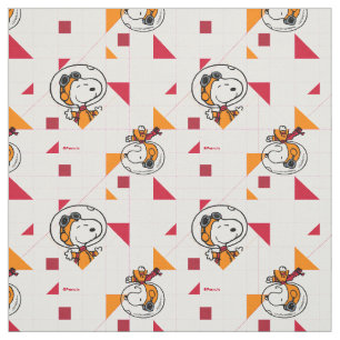Tela Snoopy Astronauta Geométrico Blanco Brillante