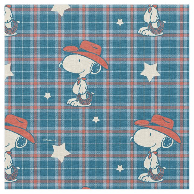 Tela Snoopy Cowboy Plaid and Star (De cerca)