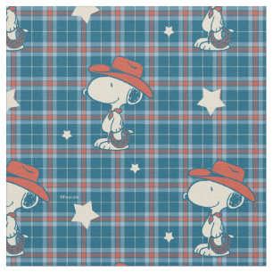 Tela Snoopy Vaquero Cuadros y Estrellas