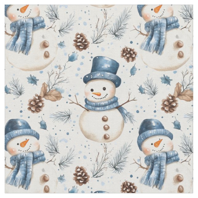 Tela Snowmen & Pinecones (De cerca)