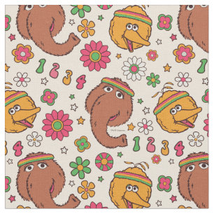 Tela Snuffleupagus y Big Bird Groovy Flower Pattern