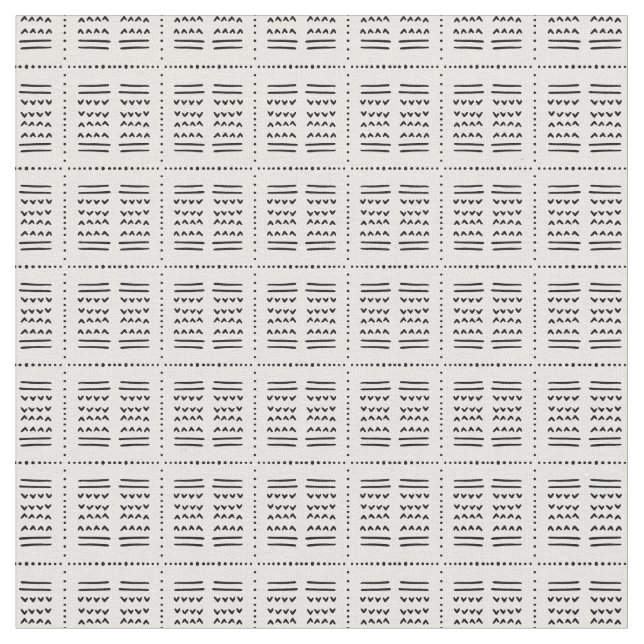 Tela soala mudcloth ethnic arrow lines boho black white (De cerca)