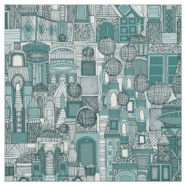 Tela sol de ciudad espacial verde azulado