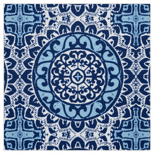 Tela Sol del suroeste Mandala Batik, azul y blanco de l