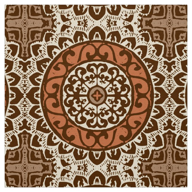 Tela Sol del suroeste Mandala Batik, Rust & Brown (Retal)