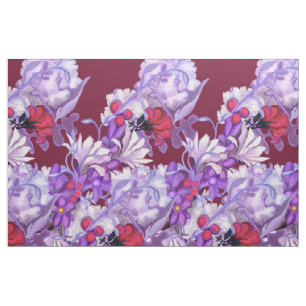 Tela Sol morado Detalles de hadas : flores