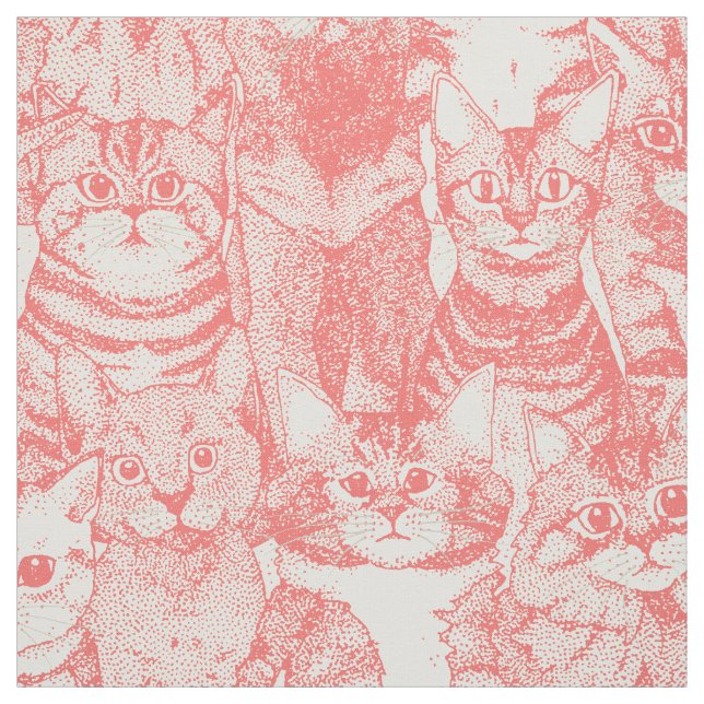 Tela sólo gatitos coral rosa (Retal)