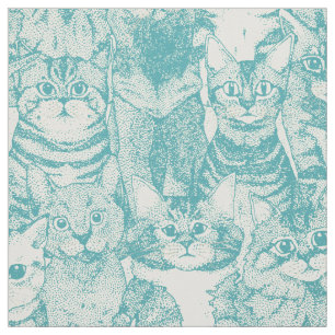 Tela solo gatitos turquesa