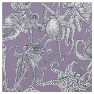 Tela solo pulpos azul marino violeta