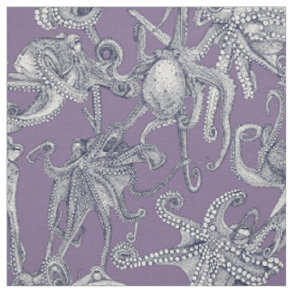 Tela solo pulpos azul marino violeta