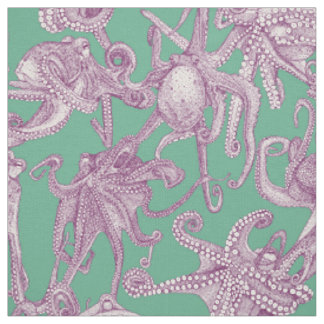 Tela solo pulpos morado menta verde