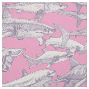 Tela solo tiburones violeta pastel magenta