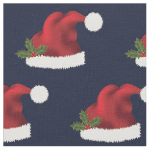 Tela Sombrero rojo festivo con Navidades Holly Blue