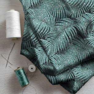 Tela Sparkling Palm Leaves Pattern ID831 Verde azulado