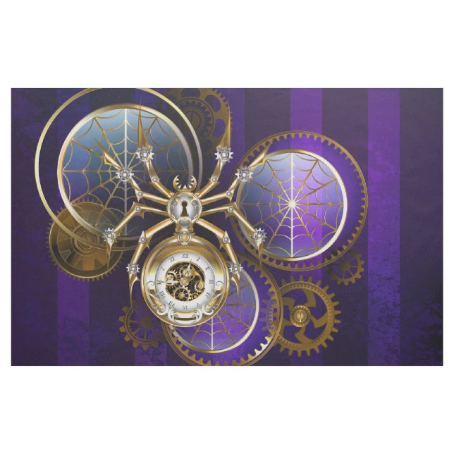 Tela Spider Steampunk sobre fondo morado (Yarda)