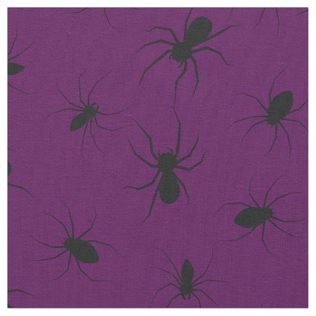 Tela Spiders Gothic Halloween Black Deep Purple (De cerca)