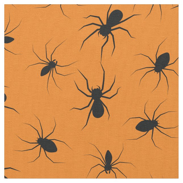 Tela Spiders Gothic Halloween Black Naranja (De cerca)