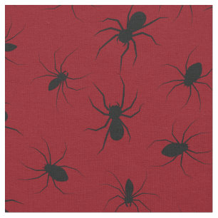 Tela Spiders Gótico Halloween Black Deep Red