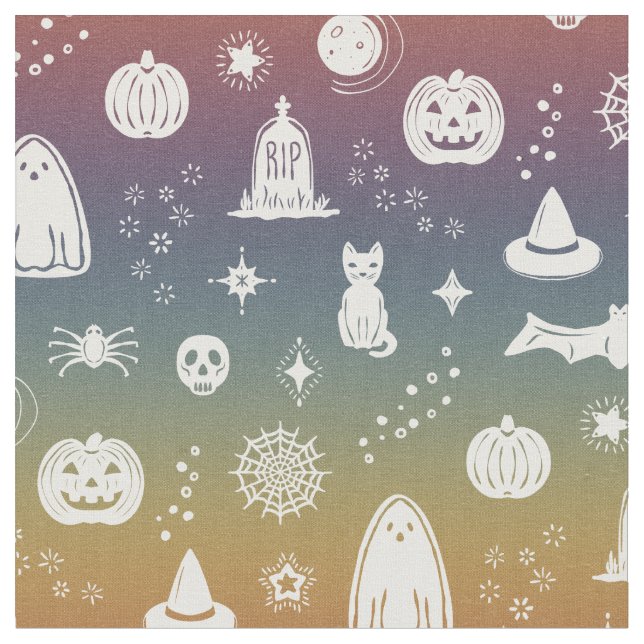 Tela Spookie Things - Rainbow Sunset + Snow Fabric (De cerca)