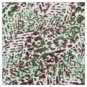 Tela Spot, leopardo, tropical, palmas, hojas, marrón,