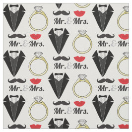 Tela Sr. y Sra. Lips Mustache Ring Tuxedo Boda
