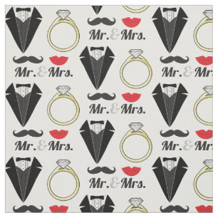 Tela Sr. y Sra. Lips Mustache Ring Tuxedo Boda