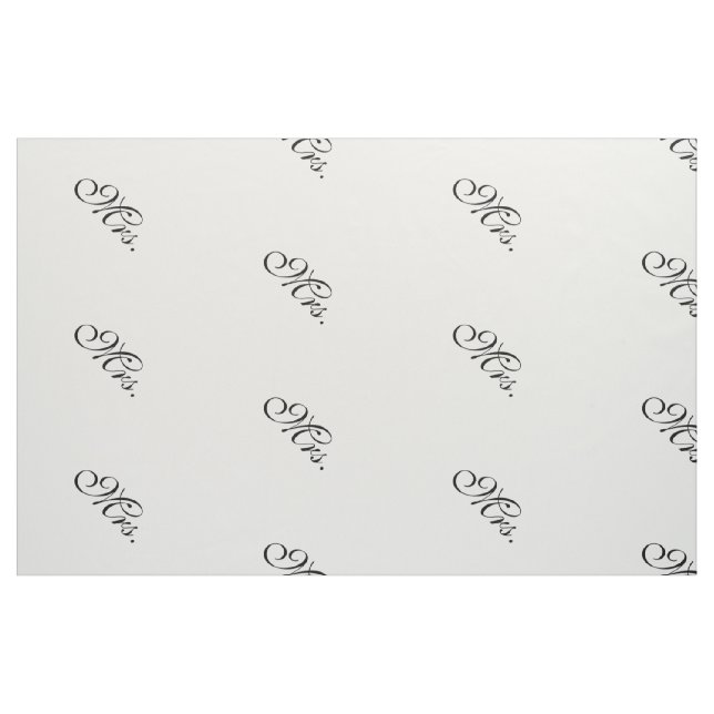 Tela Sra. boda personalizado moderno blanco negro inici ("Cuarto gordo" (fat quarter))