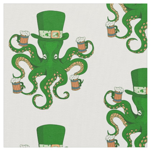 Tela st patricks leprechaun octopus (De cerca)