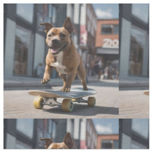 Tela Staffy montando un Sakeboard,