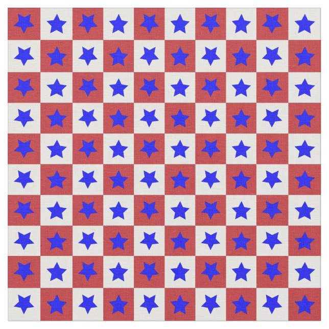 Tela Star Check in Red, Whtie y Blue (De cerca)