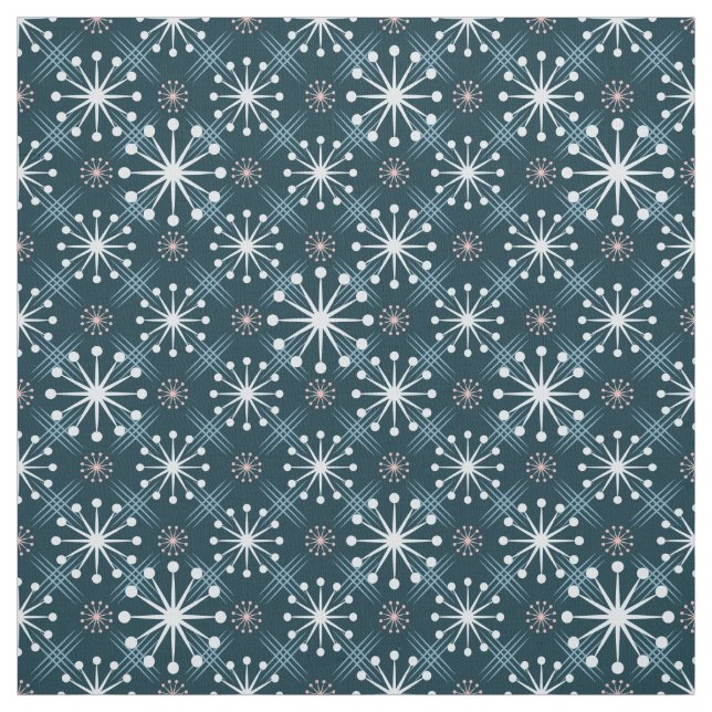 Tela Starburst and Lines Mid Century Pattern Blue (Retal)
