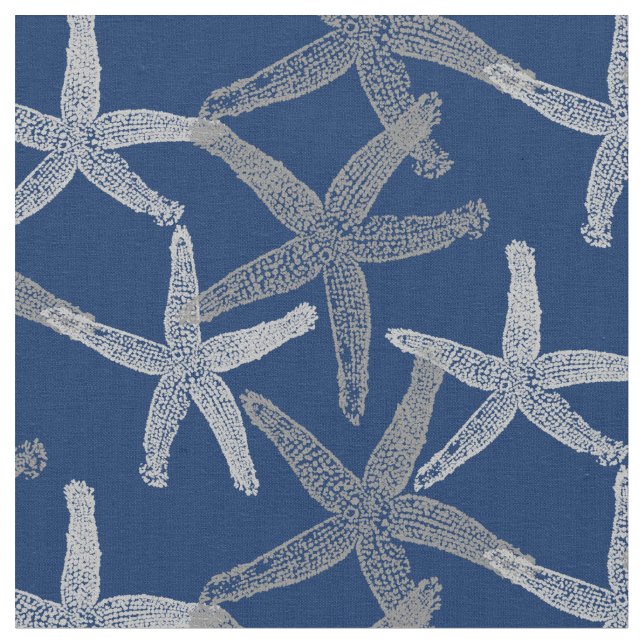 tela Starfish nautical abstracto gris azul (De cerca)